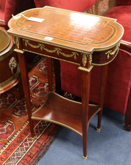 A pair of Louis XVI style parquetry occasional tables, W.51cm